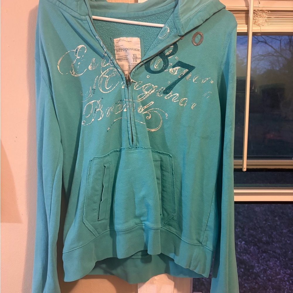 Aeropostale Turquoise Half-Zip Hoodie